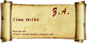 Zima Anikó névjegykártya